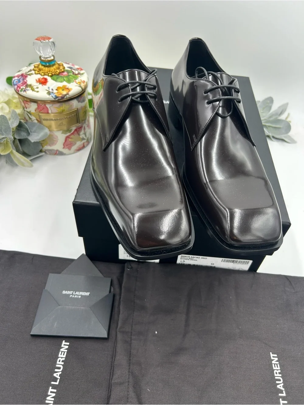 Men's Saint Laurent JEAN Leather, Derby shoes, size 43 made in Italy